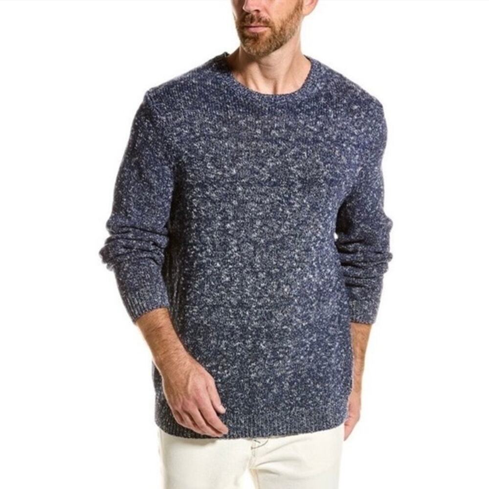 NWOT J. MCLAUGHLIN Sweater Men XL Linen Cotton Blue White Speckle LongSlv Nashau